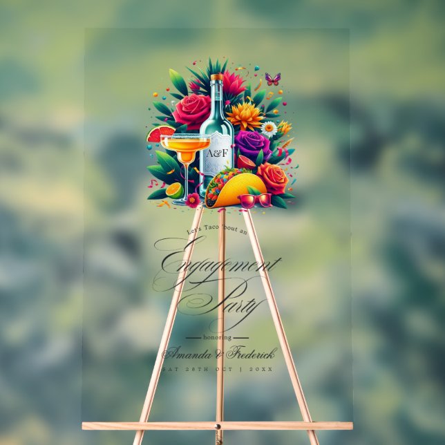 Fiesta Tacos und Tequila Engagement Party Willkomm Acrylschild (Neutral)