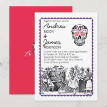 Fiesta tanzende Skelette Totenkopf Hochzeits Einla
