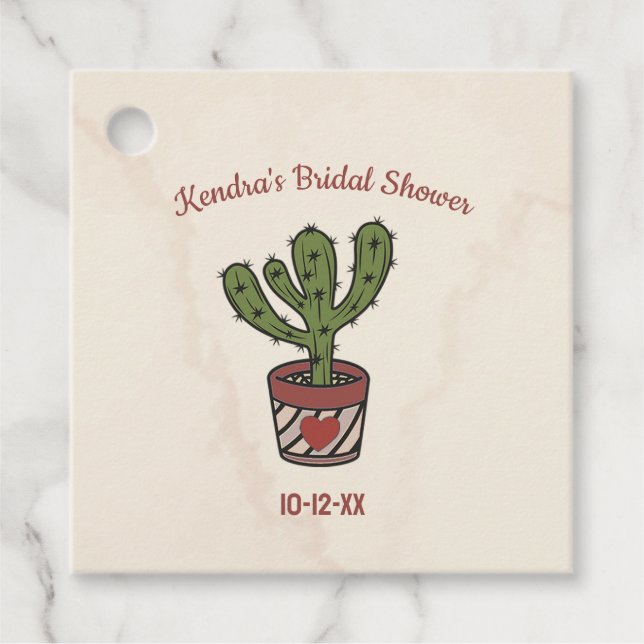 Fiesta Theme Brautparty Personalisiert Cactus Geschenkanhänger (Vorderseite)