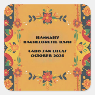 Fiesta Theme Square Party Sticker