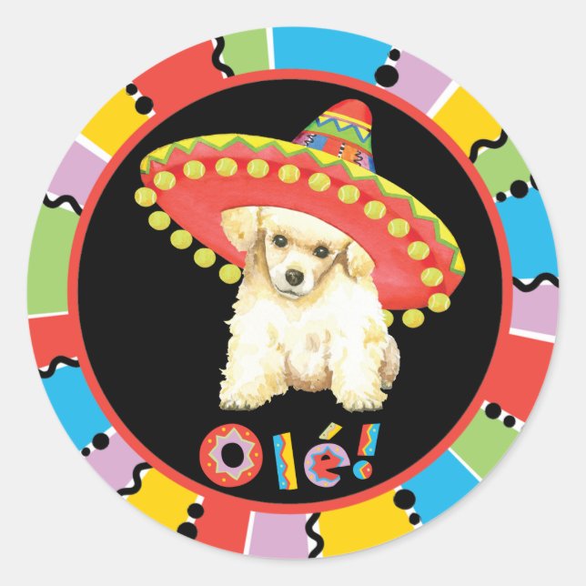 Fiesta Toy Poodle Runder Aufkleber (Vorderseite)