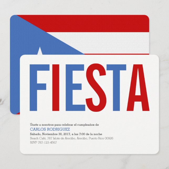 Fiesta:Traditionell: Einladung der Flagge Puerto R (Vorne/Hinten)