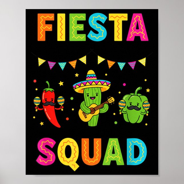 Fiesta-Truppe süßer Kaktus Pfeffer Paprika KinderF Poster (Vorne)