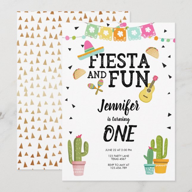 Fiesta-und Spaß-Kaktus-mexikanisches Einladung (Vorne/Hinten)