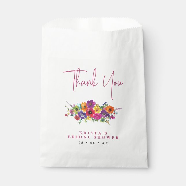 Fiesta Vibrant Blume Brautparty Vielen Dank Geschenktütchen (Vorderseite)
