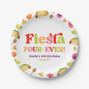 Fiesta Vier-Ever Taco 4. Geburtstags-Party Pappteller