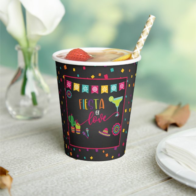 Fiesta von Liebe Polterabend Papier Cup - schwarz Pappbecher (In Situ)