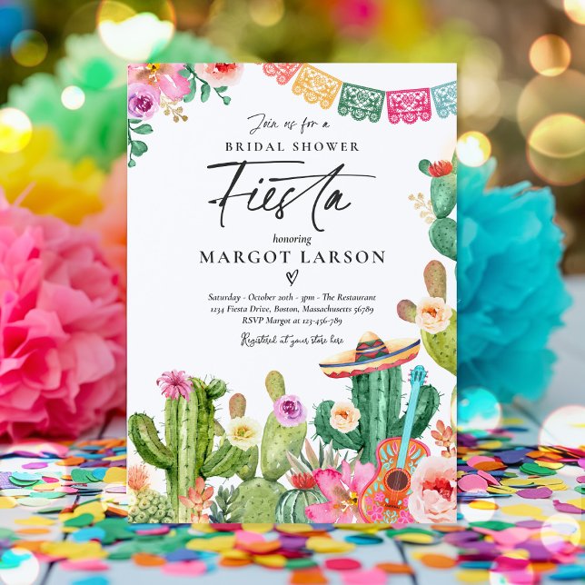 Fiesta Watercolor Cactus Mexican Brautparty Einladung (Von Creator hochgeladen)
