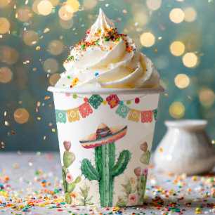 Fiesta Watercolor Cactus Mexican Party Succulent Pappbecher