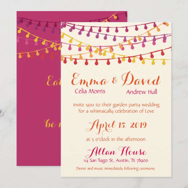 Fiesta Wedding Einladung farbiges mexikanisches Pa (Vorne/Hinten)