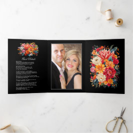 Fiesta Wedding Guest Details, Foto & QR Code Dreifach Gefaltete Einladung