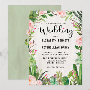 Fiesta Wedding Invitation Cactus Succulent Mexican Einladung