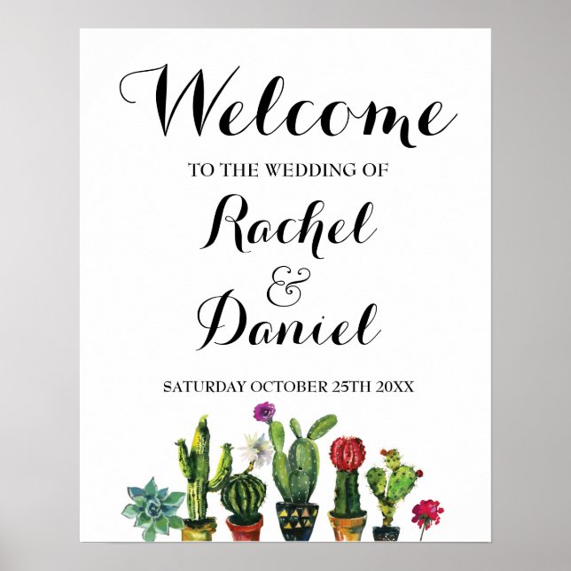 Fiesta Welcome Poster Wedding Mexico Cactus Poster (Vorne)