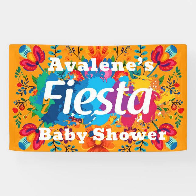 Fiesta Yellow Farful Floral Neutral Baby Dusche Banner (Horizontal)