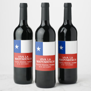 Fiestas Patrias Independence Day Chile Flag Weinetikett