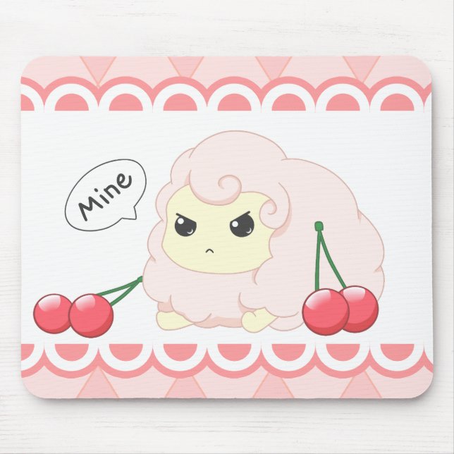 Fiesty Schafe niedlichen kawaii Rosas mit Kirschen Mousepad (Vorne)