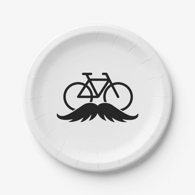 Fietser met snor voor mamil. Fiets of racfiets.  Pappteller (Vorderseite)