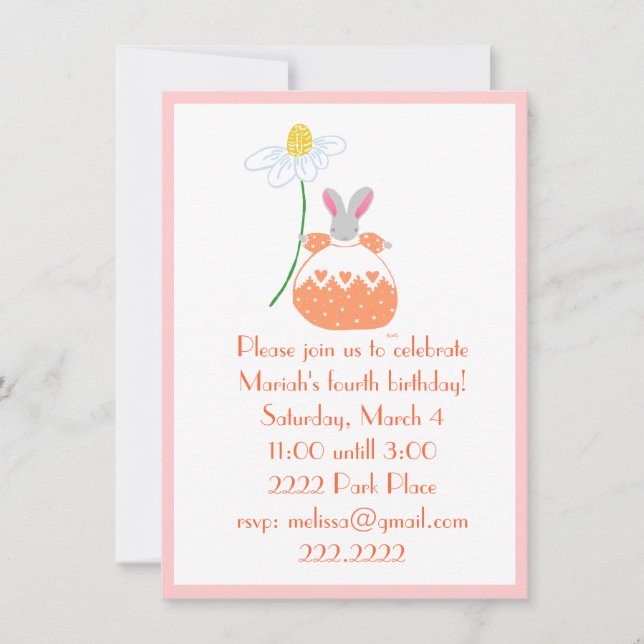 Fifi Bunny in Orange Einladung (Vorderseite)