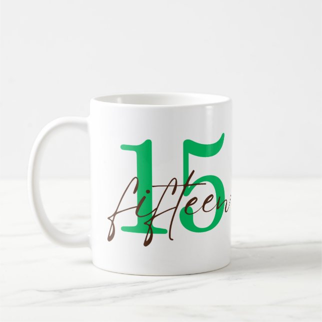 Fifteenth Year with Personalization Kaffeetasse (Links)