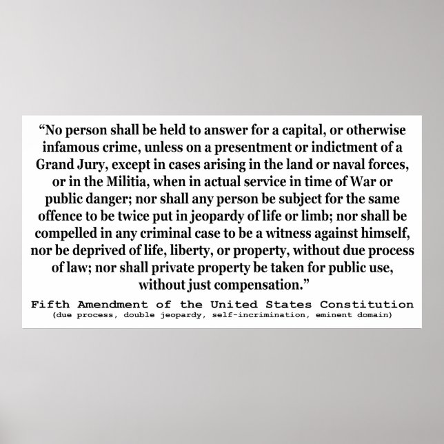 Fifth Amendment to the United States Constitution Poster (Vorne)