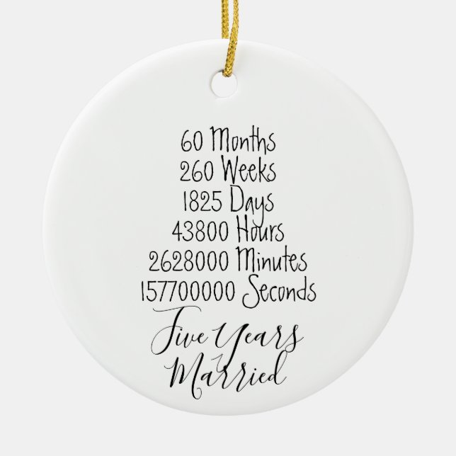 Fifth Anniversary 5th married years wedding lover Keramik Ornament (Vorne)