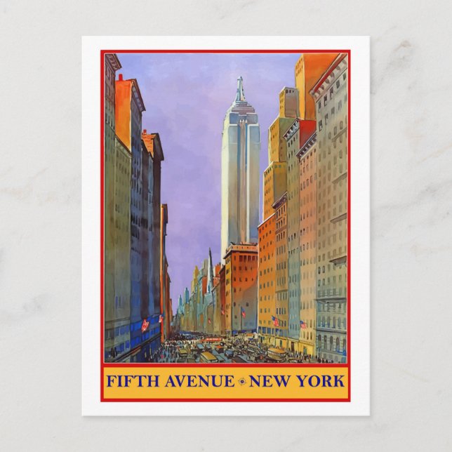 Fifth Avenue, New York, carte postale voyage vinta (Devant)