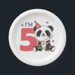 Fifth Birthday Panda For Kids 5 Years Paper Plates Pappteller<br><div class="desc">A fifth birthday panda for the birthday party. Pandas are cute animals and the favorite animal of many boys and girls. Whether boy or girl for a birthday an animal for five year olds.</div>