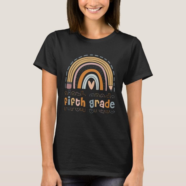 Fifth Grade  Boho Rainbow Back To School T-Shirt (Vorderseite)