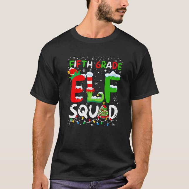 Fifth Grade ELF Squad Funny Christmas ELF Student  T-Shirt (Vorderseite)