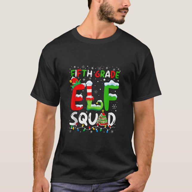 Fifth Grade ELF Squad Funny Christmas ELF Student  T-Shirt (Vorderseite)