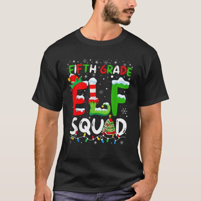 Fifth Grade ELF Squad Funny Christmas ELF Student  T-Shirt (Vorderseite)