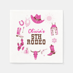 Fifth Rodeo Pink Western Cowboy 5. Geburtstag Serviette