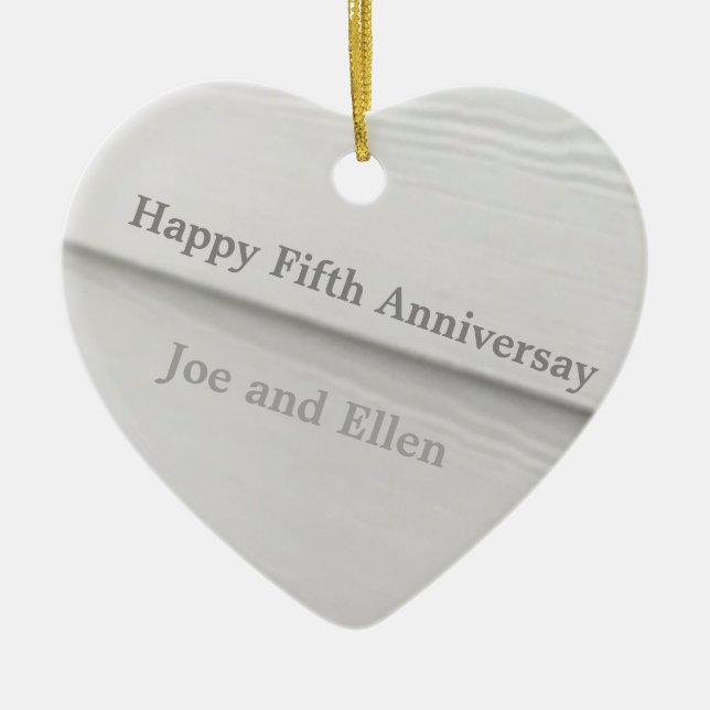Fifth Wedding Jubiläum Holz bearbeitbar Keramik Ornament (Vorne)