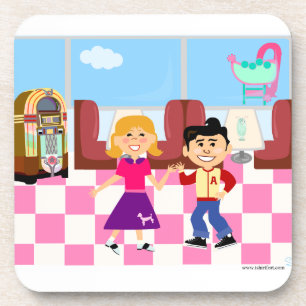 Fifties Fun Sock Hop Diner Cartoon Retro Design Untersetzer
