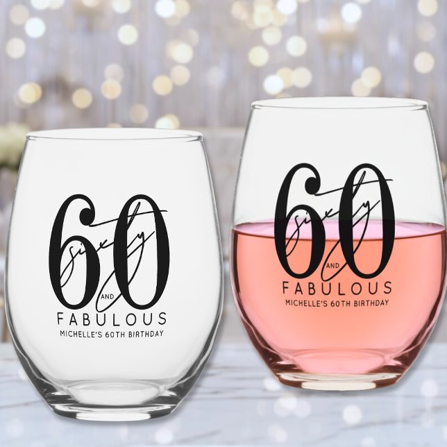 Fifty 60th Birthday Weinglas Ohne Stiel (Fifty 60th Birthday Stemless Wine Glass)