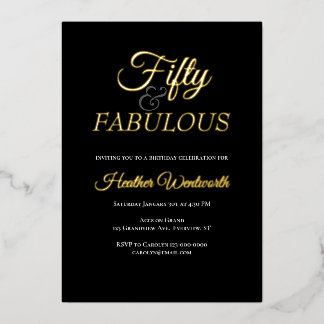 Fifty and Fabulous 50th Birthday Elegant Folieneinladung