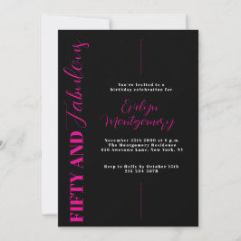 Fifty and Fabulous Black Pink 50th Birthday Party  Einladung