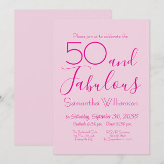 Fifty and Fabulous Blush Pink 50th Birthday Party Einladung