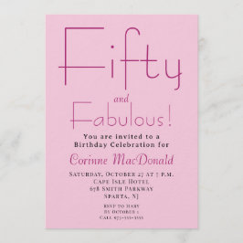 Fifty and Fabulous Blush Pink 50th Birthday Party Einladung