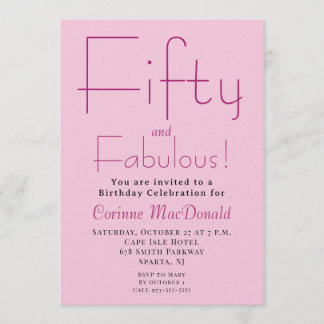 Fifty and Fabulous Blush Pink 50th Birthday Party Einladung