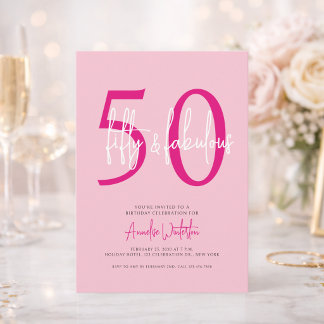 Fifty and Fabulous Blush Pink 50th Birthday Party  Einladung