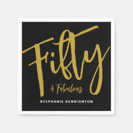 Fifty and Fabulous Bold Script 50th Birthday Party Serviette