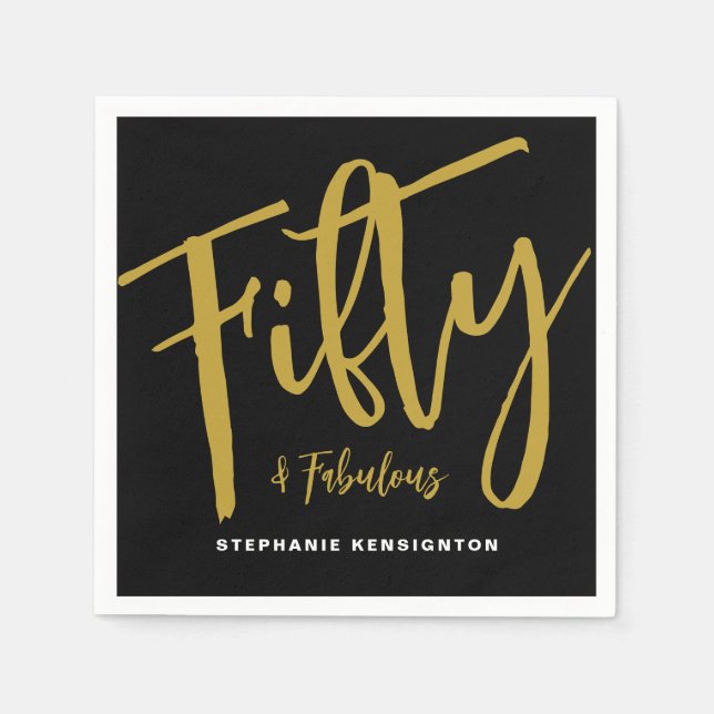 Fifty and Fabulous Bold Script 50th Birthday Party Serviette (Vorderseite)