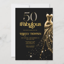 Fifty and Fabulous Gold Dress Black 50th Birthday