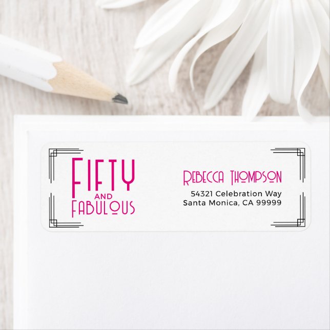 Fifty and Fabulous Hot Pink Art Deco 50th Birthday (Insitu)