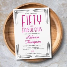 Fifty and Fabulous Hot Pink Art Deco 50th Birthday