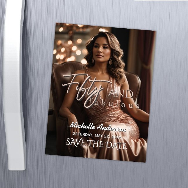 Fifty and Fabulous Magnetic Save the Date Magnetkarte (Von Creator hochgeladen)