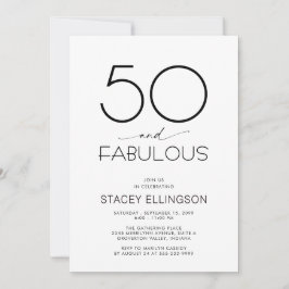 Fifty and Fabulous Minimal 50th Birthday Party Einladung