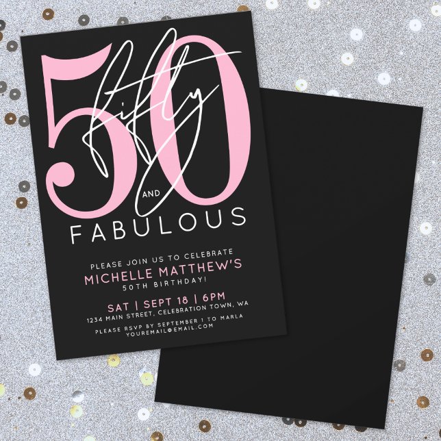 Fifty And Fabulous Modern 50th Birthday Party Einladung (Fifty And Fabulous Modern 50th Birthday Party Invitation)