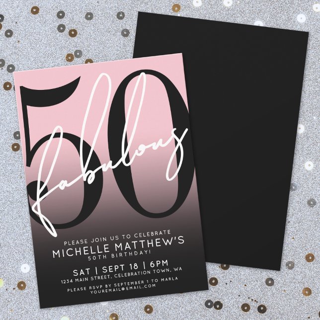 Fifty And Fabulous Modern 50th Birthday Party Einladung (Fifty And Fabulous Modern 50th Birthday Party Invitation)
